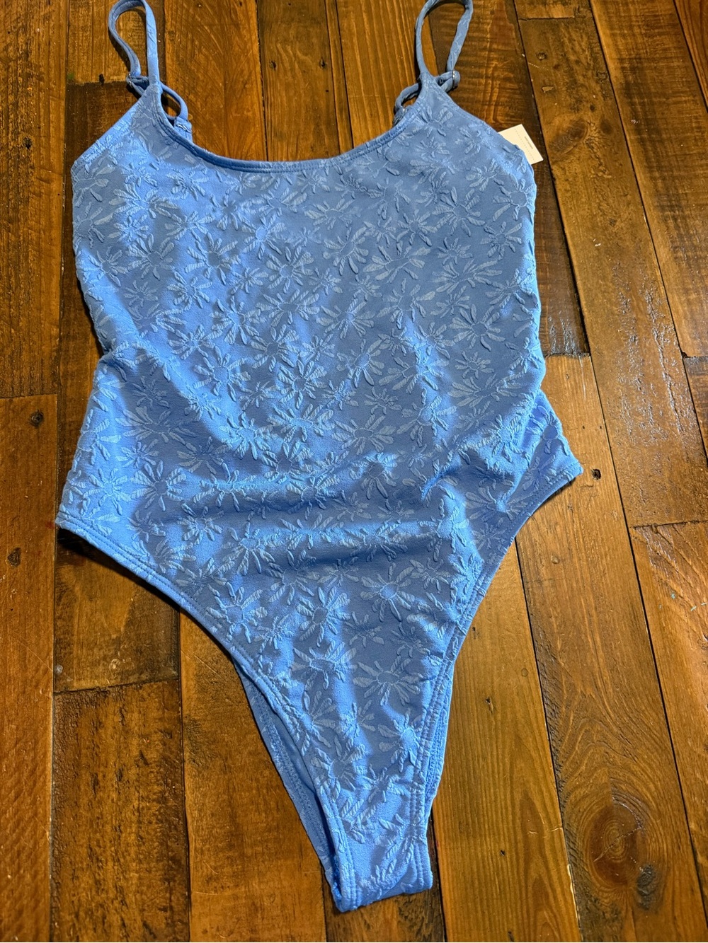 Volcom Blue Floral Texture One-Piece Swimsuit
